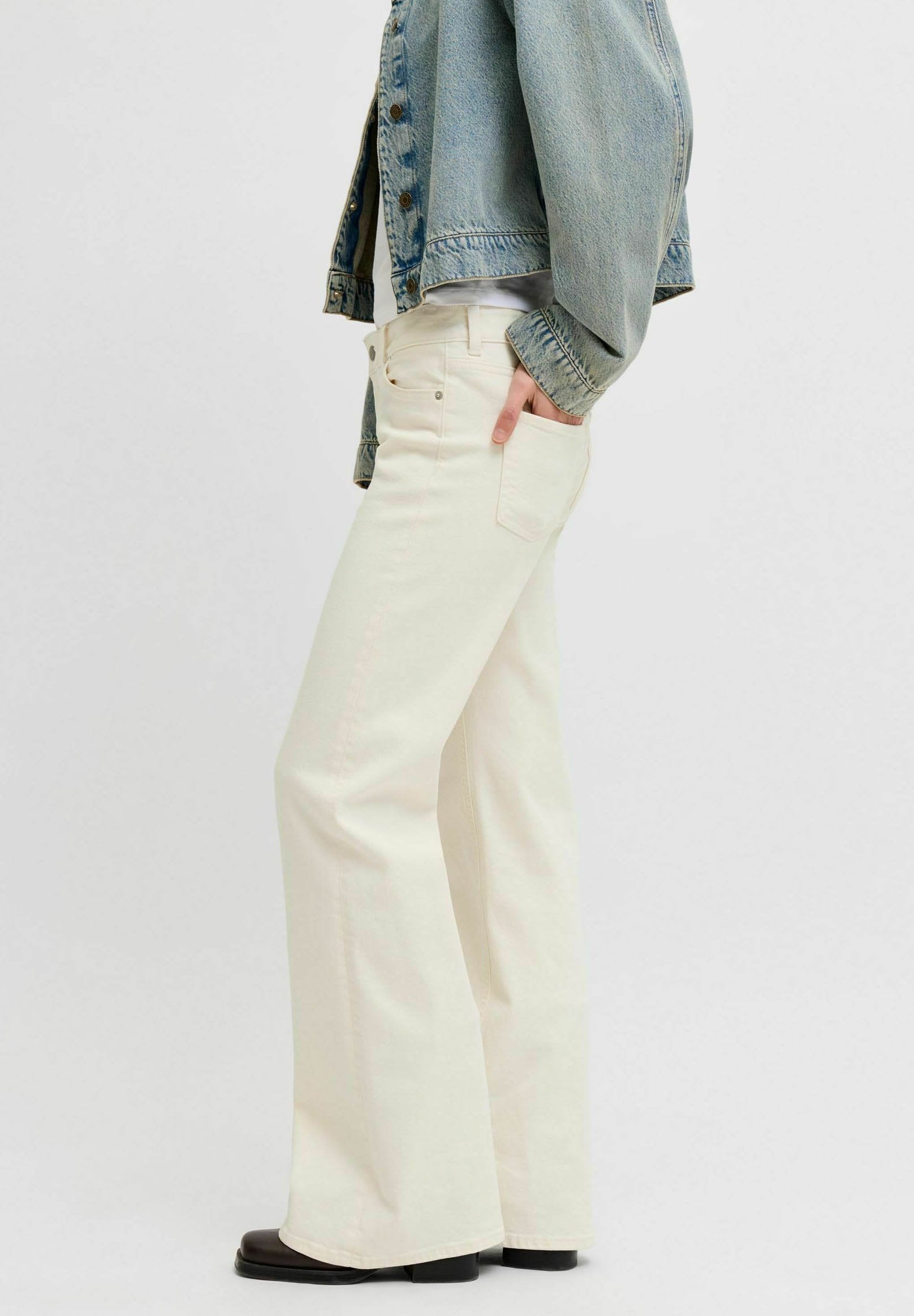 Flared fit JXROME MW C171 DNM NOOS - Flared Jeans - white denim