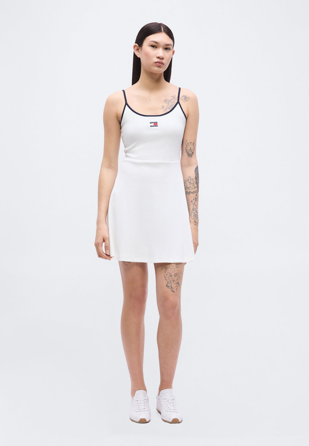 ROBE ÉVASÉE TOMMY BADGE STRAP - Robe en jersey - écru