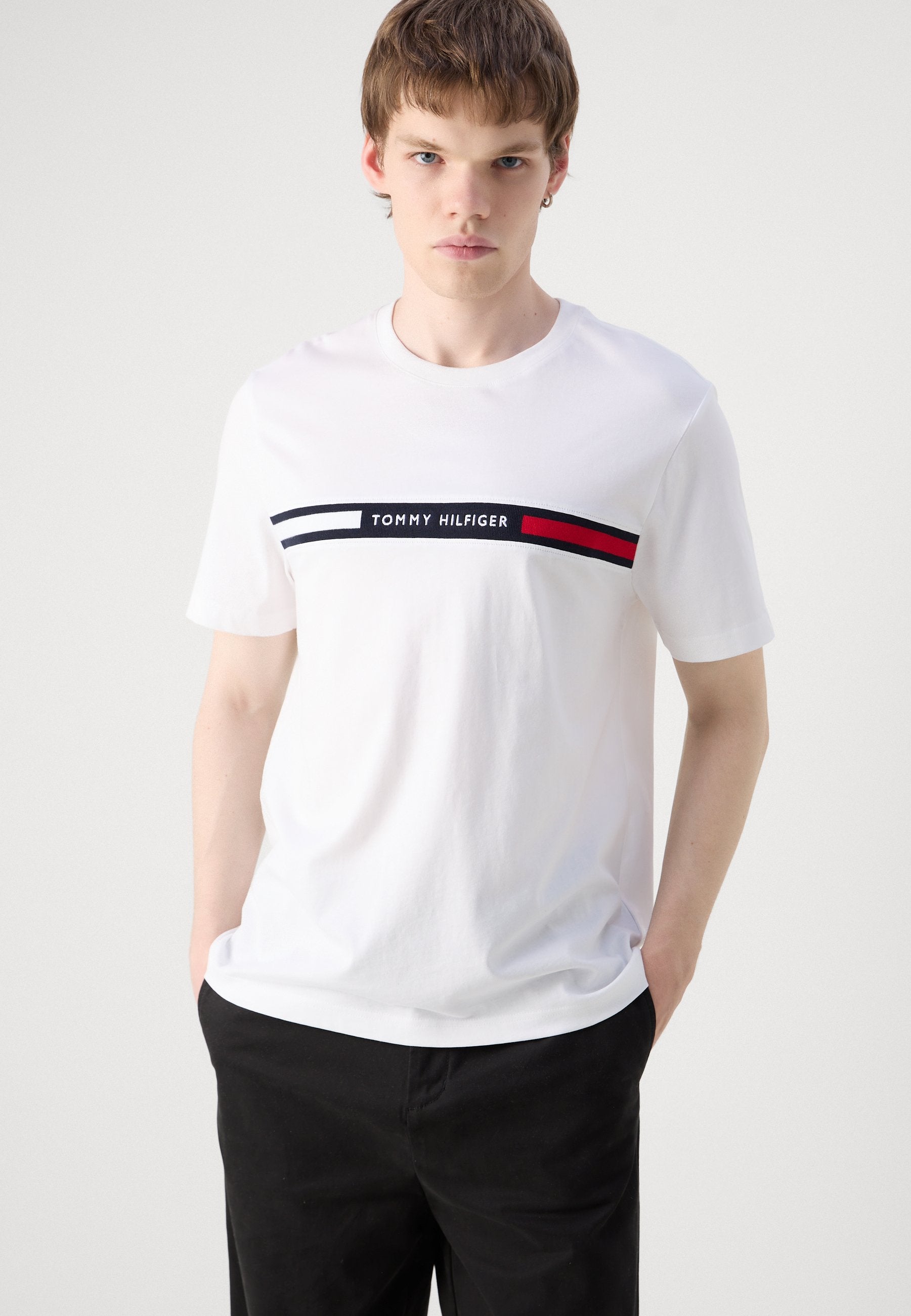 HILFIGER CHEST INSERT TEE - Print T-shirt - white
