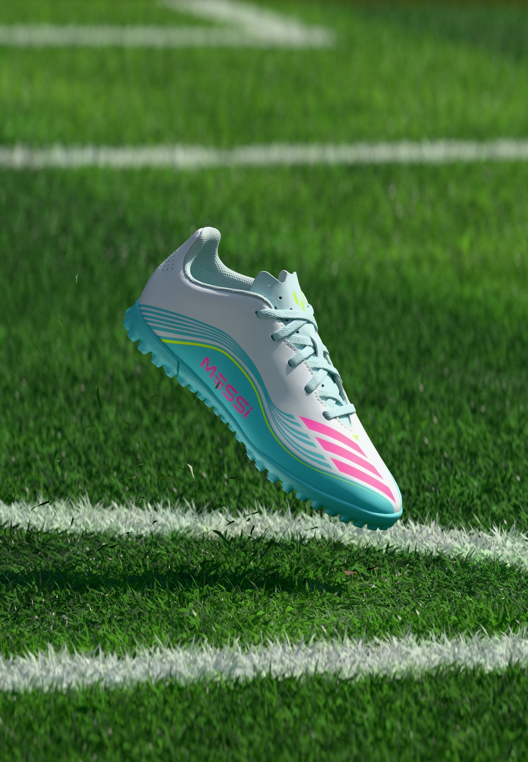 F50 MESSI CLUB TURF KIDS UNISEX - Turf football boots - footwear white/lucid pink/flash aqua