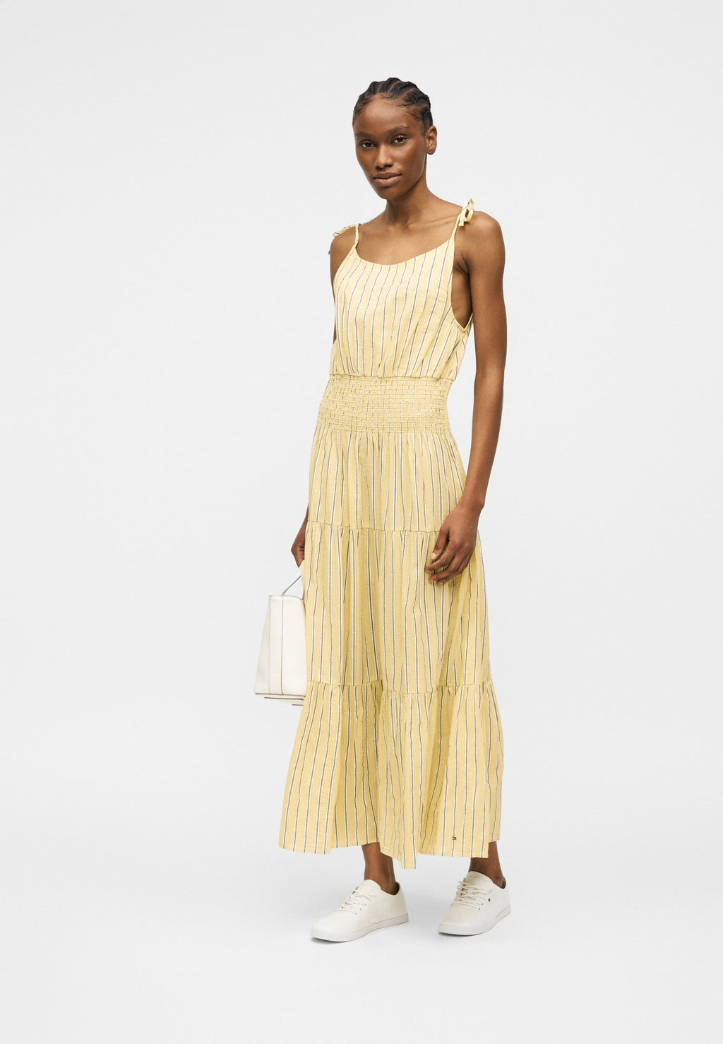 SMOCK TIE MIDI DRESS - Day dress - liquorice/citronella