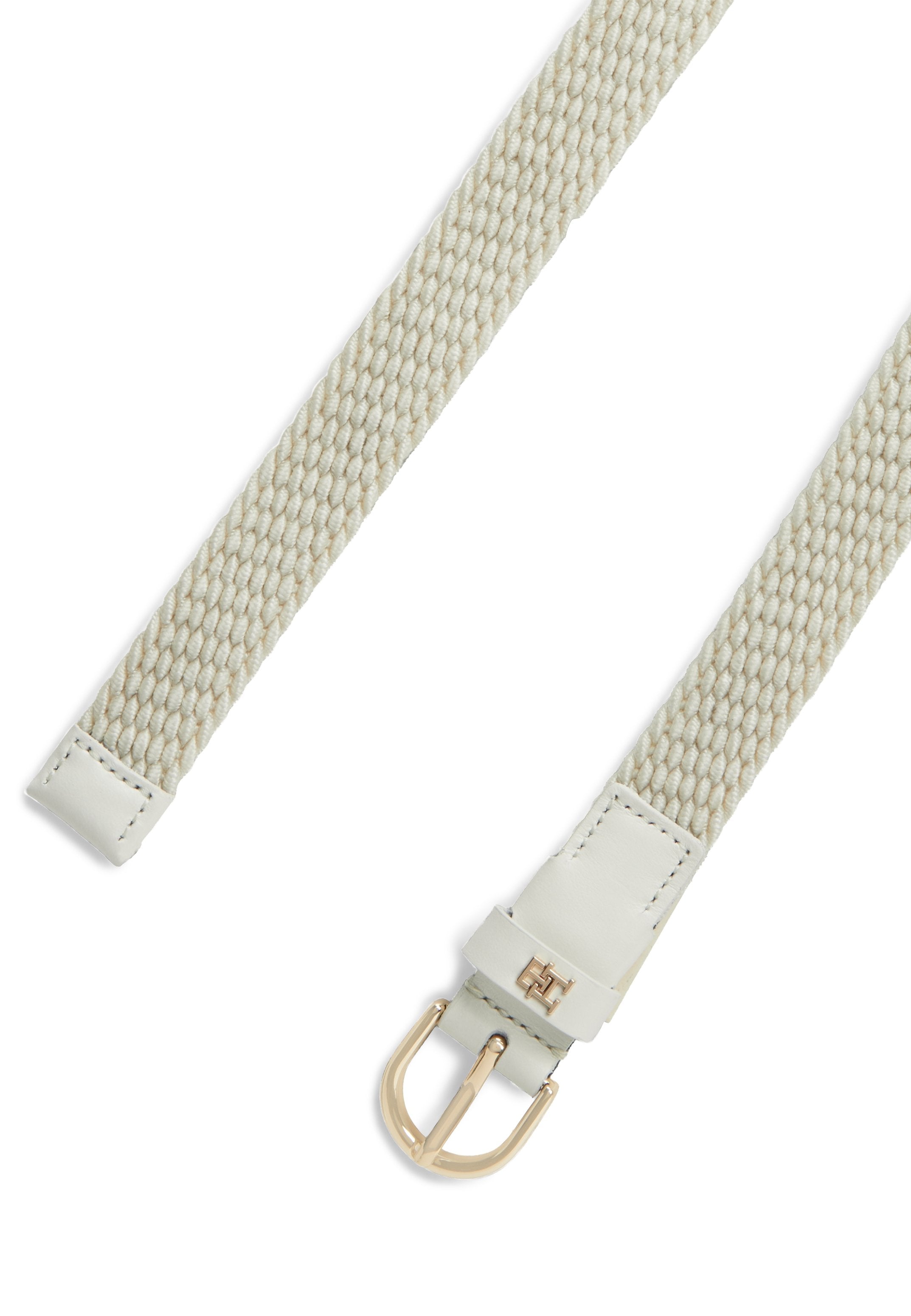 ESSENTIAL ROUNDED BUCKLE BRAIDED ELASTIC BELT - Belt - soft cream