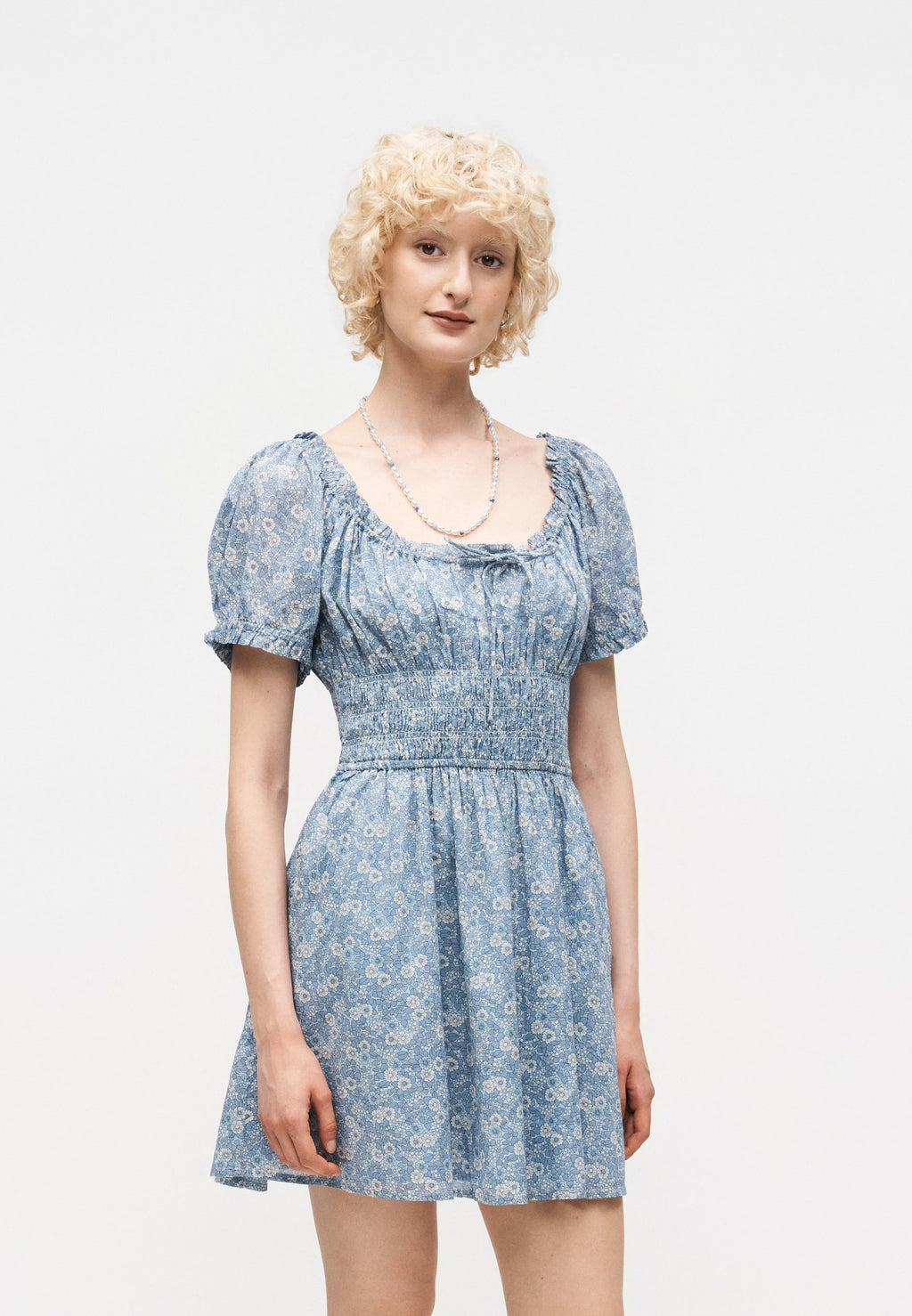 TIE NECK WAIST DRESS - Day dress - blue
