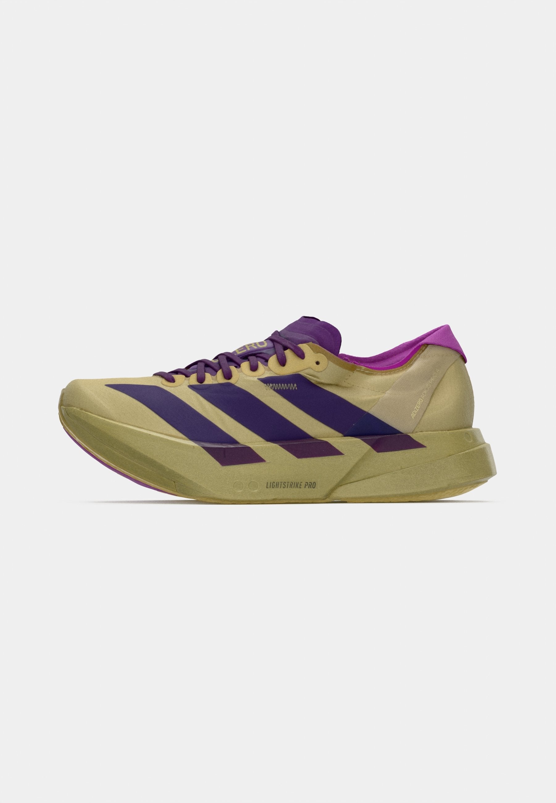 ADIZERO ADIOS PRO 4 - Road running shoes - sand/rich purple/gold-coloured metallic