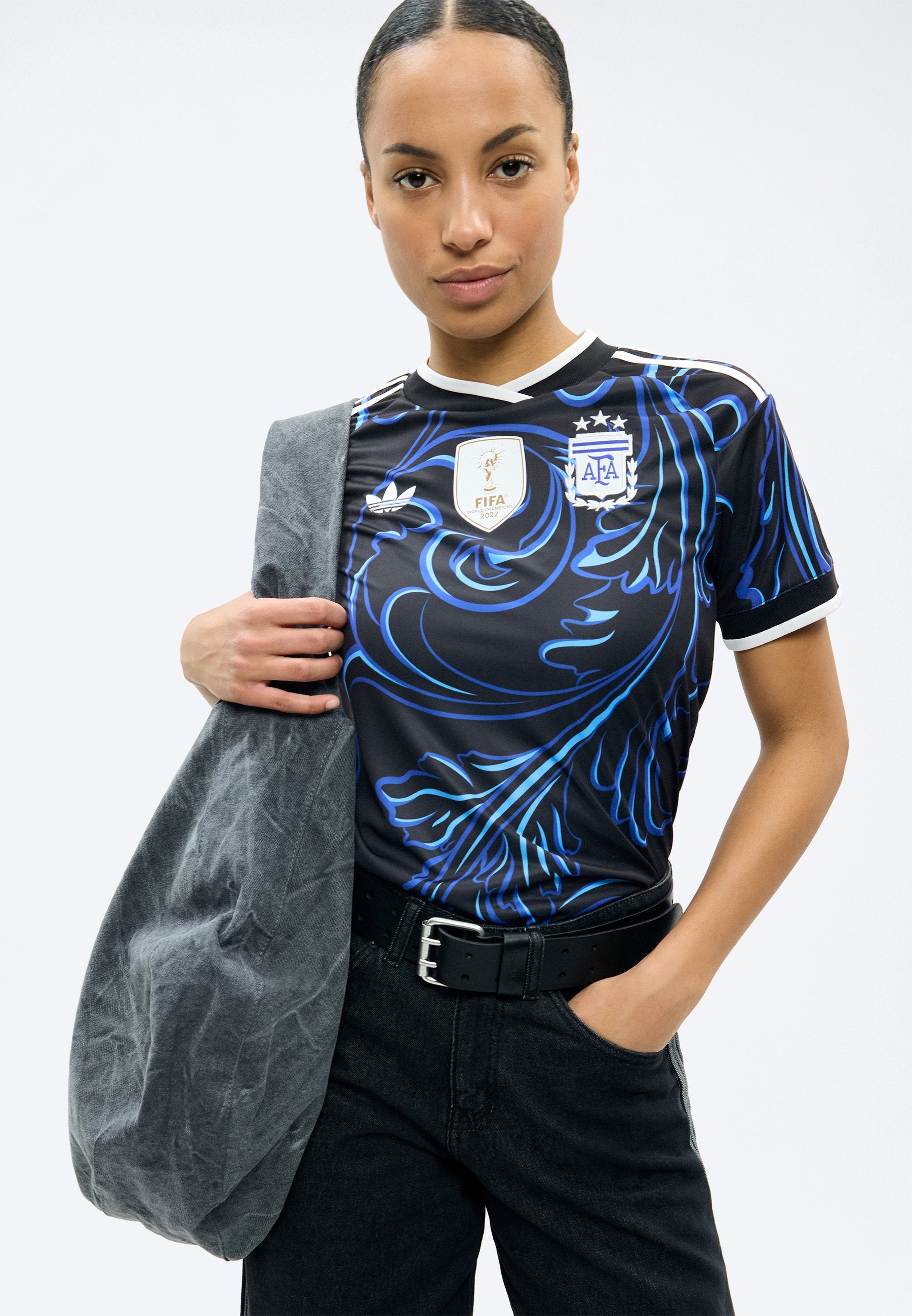 MAILLOT DE PRÉPARATION ARGENTINE 26 EXTÉRIEUR - T-shirt de sport - black/lucid blue/blue burst