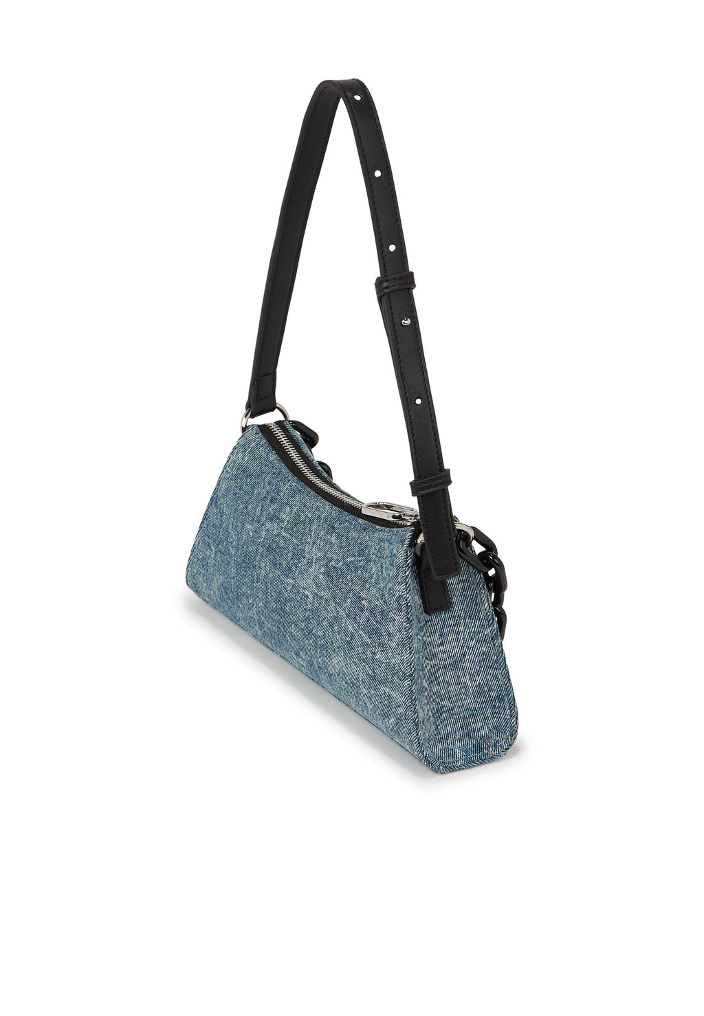 KLJ DENIM CHAIN SM SHOULDERBAG - Cross body bag - washed medium blue