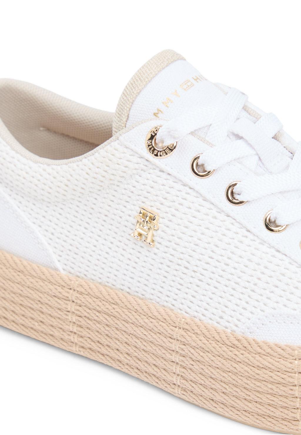 TH MONOGRAM CANVAS ROPE PLATFORM TRAINERS - Trainers - white/classic khaki