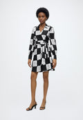 PRINTED FLUID WRAP DRESS - Day dress - sketch checkerboard aop