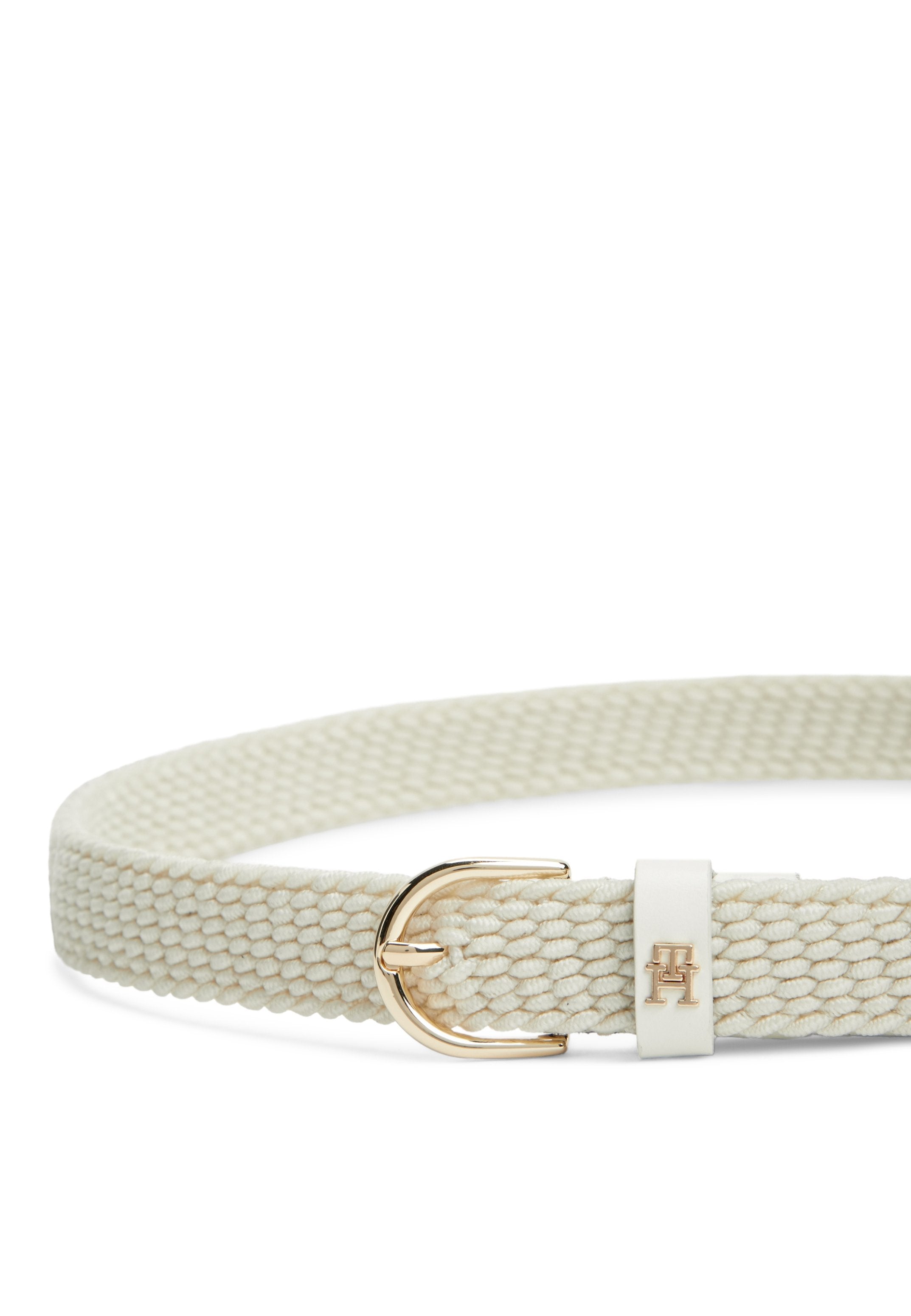 ESSENTIAL ROUNDED BUCKLE BRAIDED ELASTIC BELT - Belt - soft cream