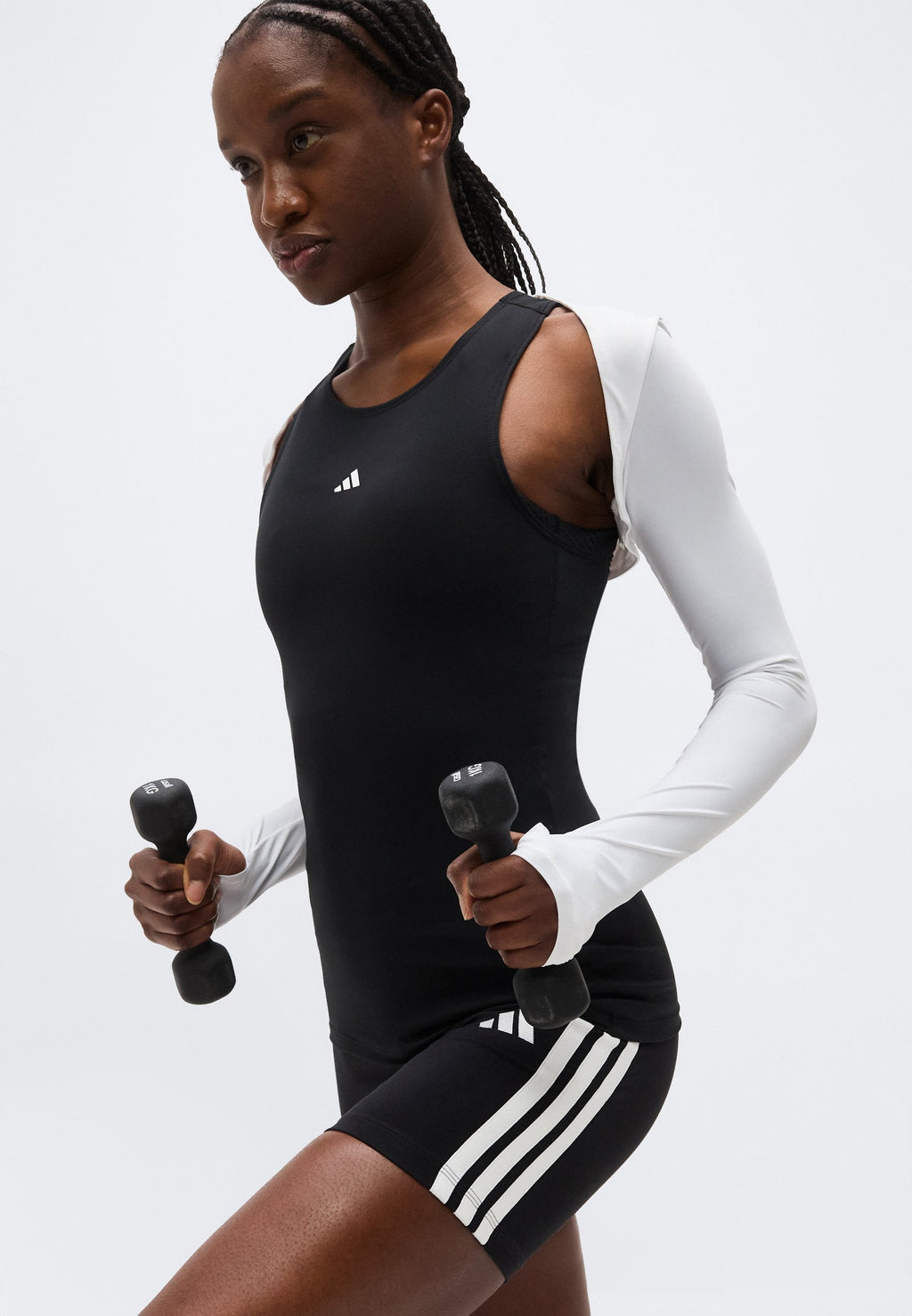 POWER ESSENTIALS WORKOUT CONTOUR SHRUG - Long sleeved top - white