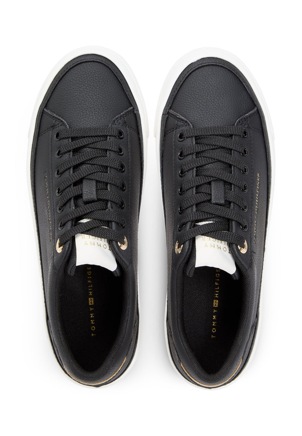METALLIC LOGO PLATFORM TRAINERS WITH LEATHER - Trainers - black/ancient white