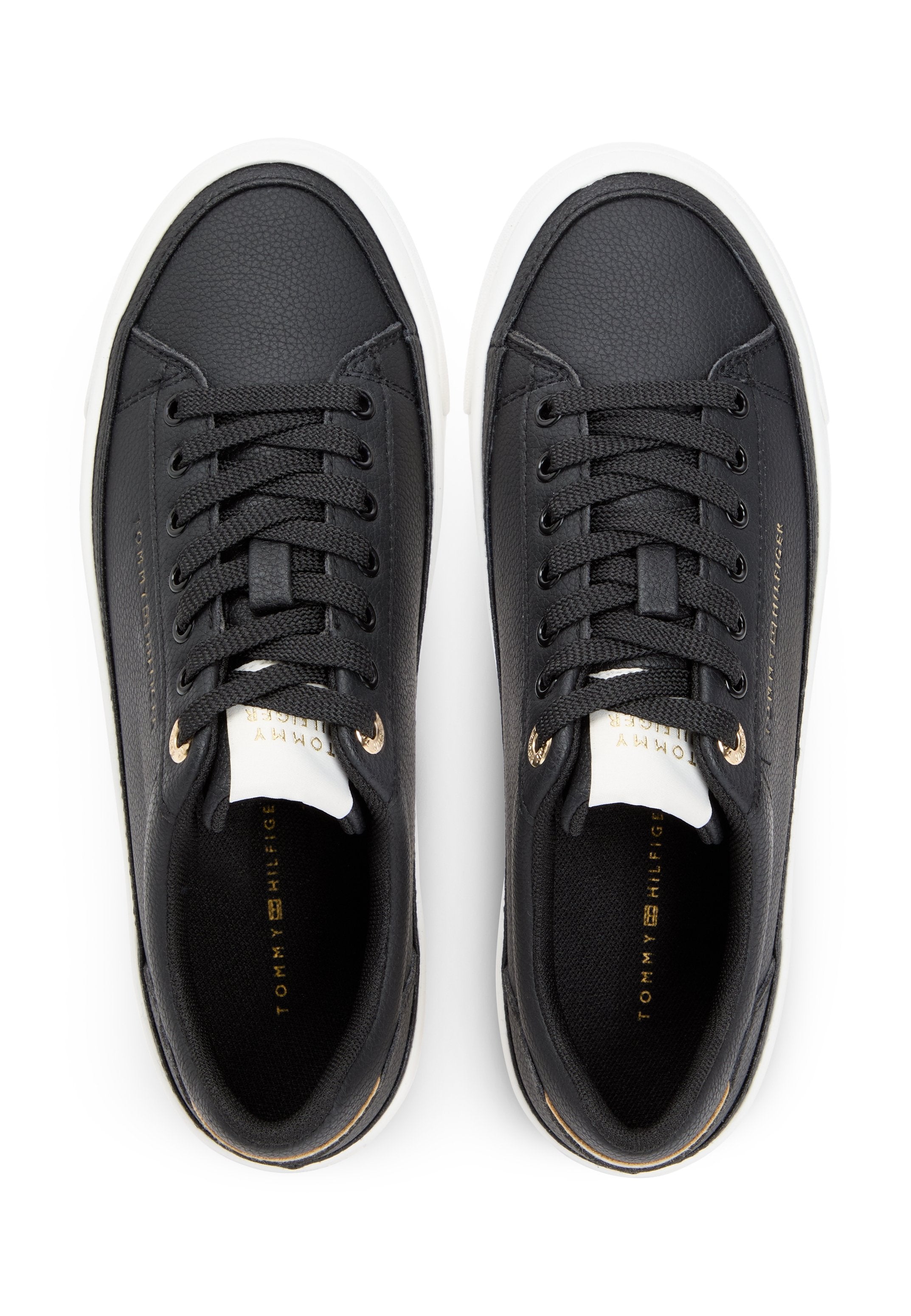 METALLIC LOGO PLATFORM TRAINERS WITH LEATHER - Trainers - black/ancient white