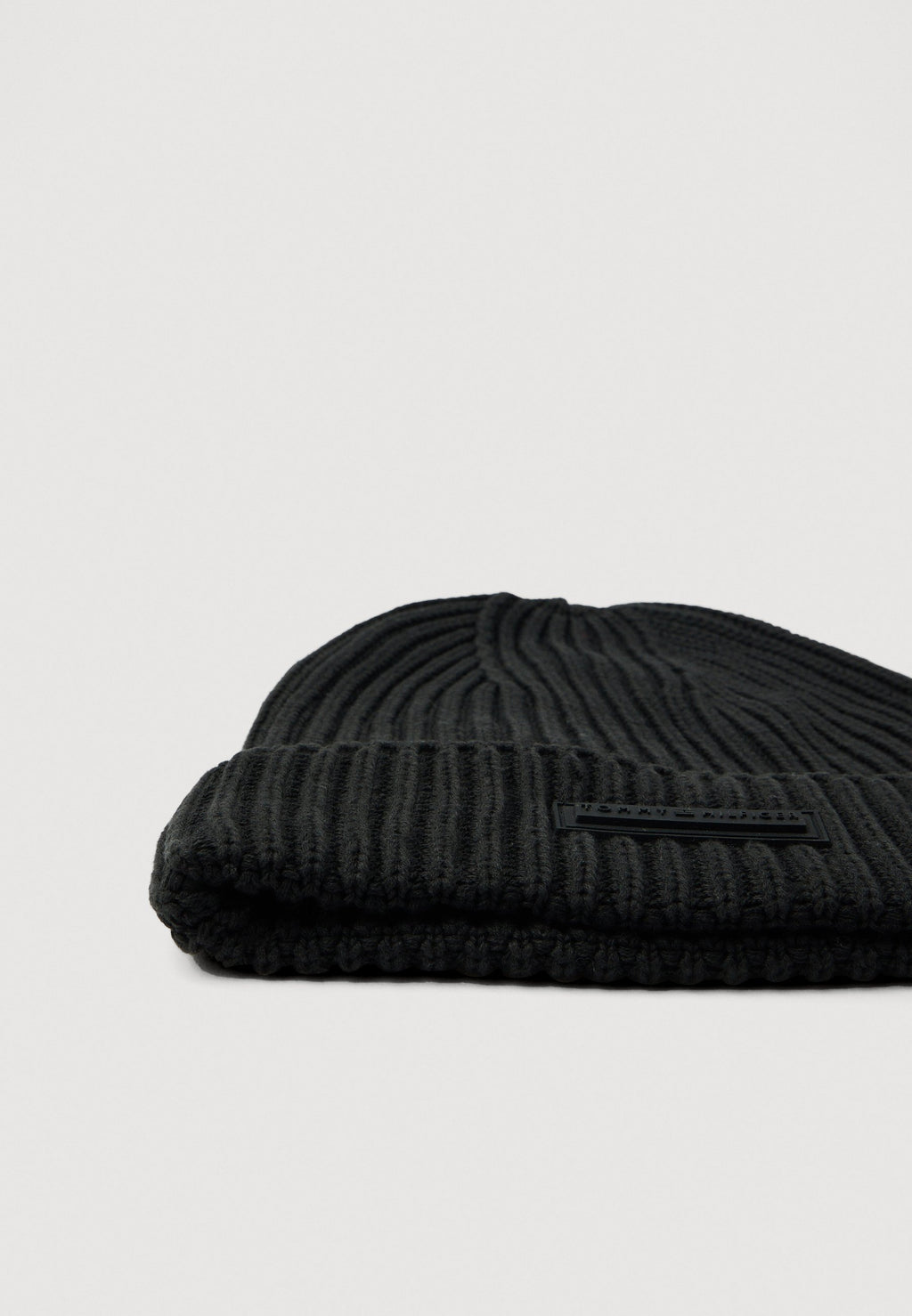 RUBBERISED LOGO KNIT BEANIE WITH WOOL - Beanie - black