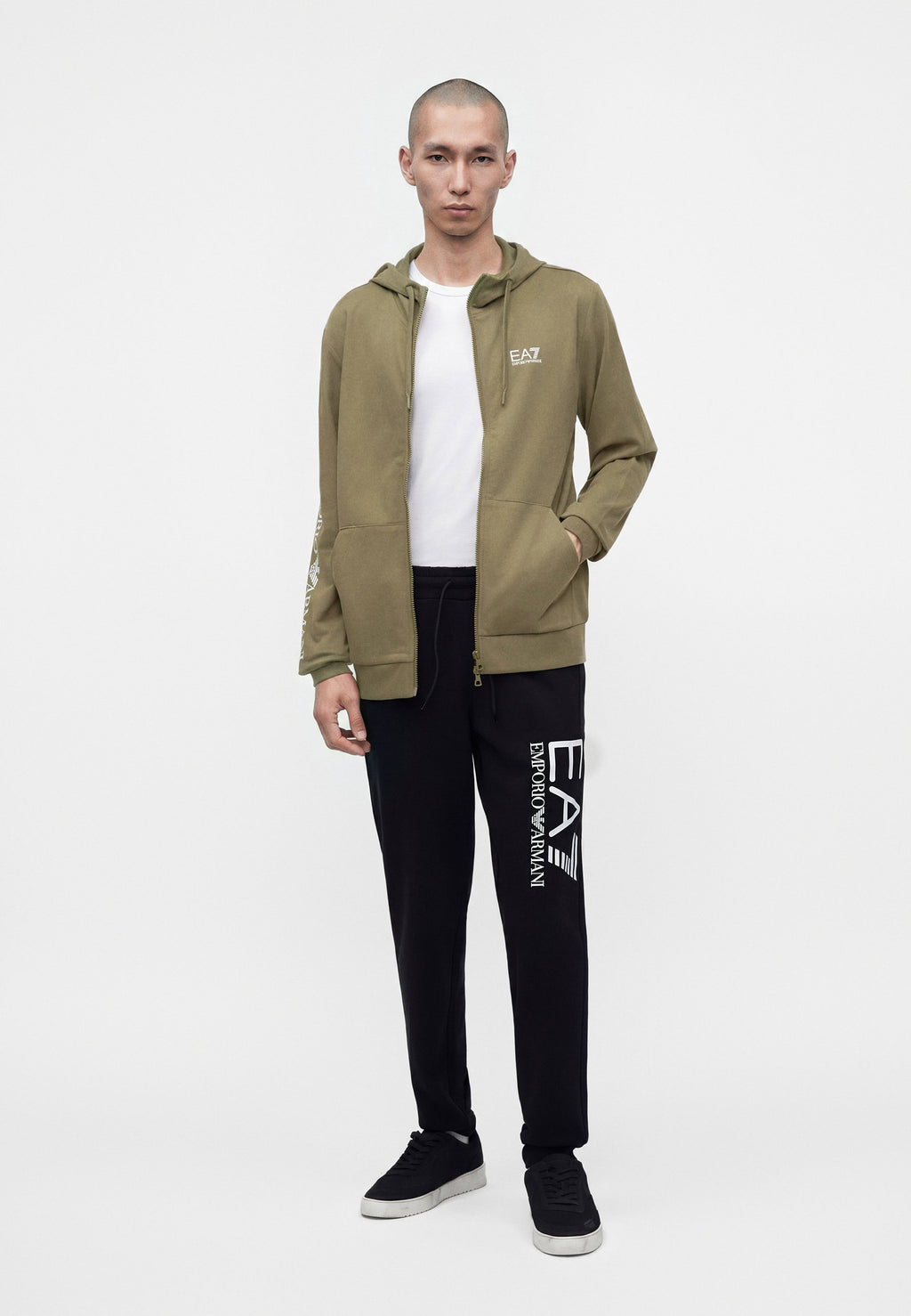 TRAIN LOGO SERIES HOODIE EXTENDED LOGO - Zip-up sweatshirt - kalamata/white