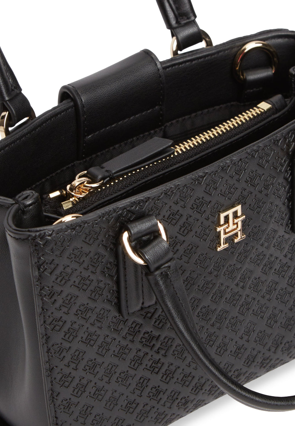 TH MONOGRAM CROSSBODY TOTE BAG - Handbag - black