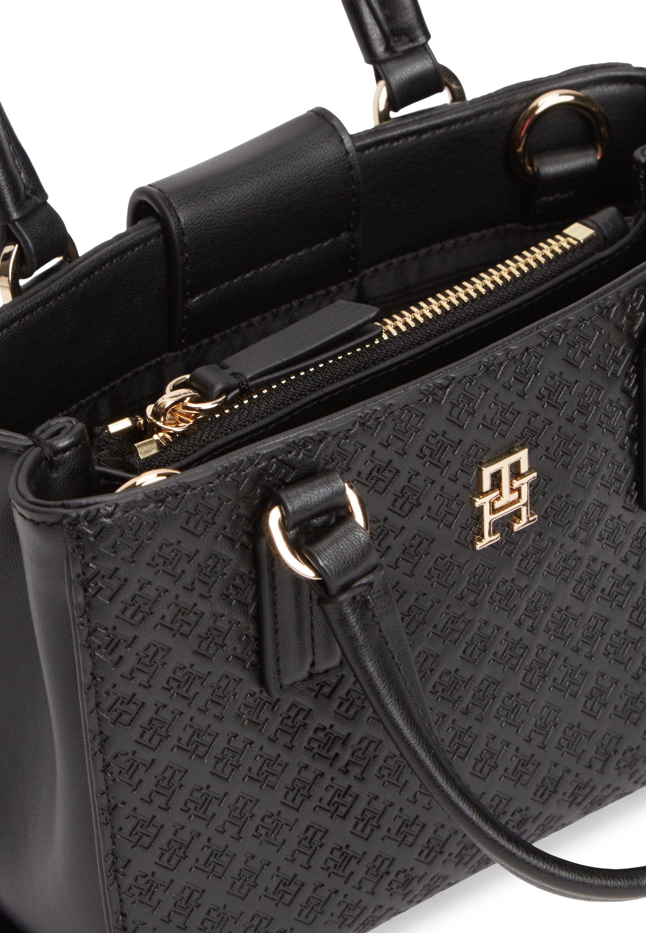 TH MONOGRAM CROSSBODY TOTE BAG - Handbag - black