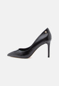 LEATHER POINTED TOE STILETTO HEELS - High heels - black
