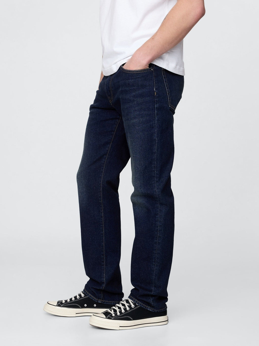 STRAIGHT WORN DARK - Straight leg jeans - worn dark