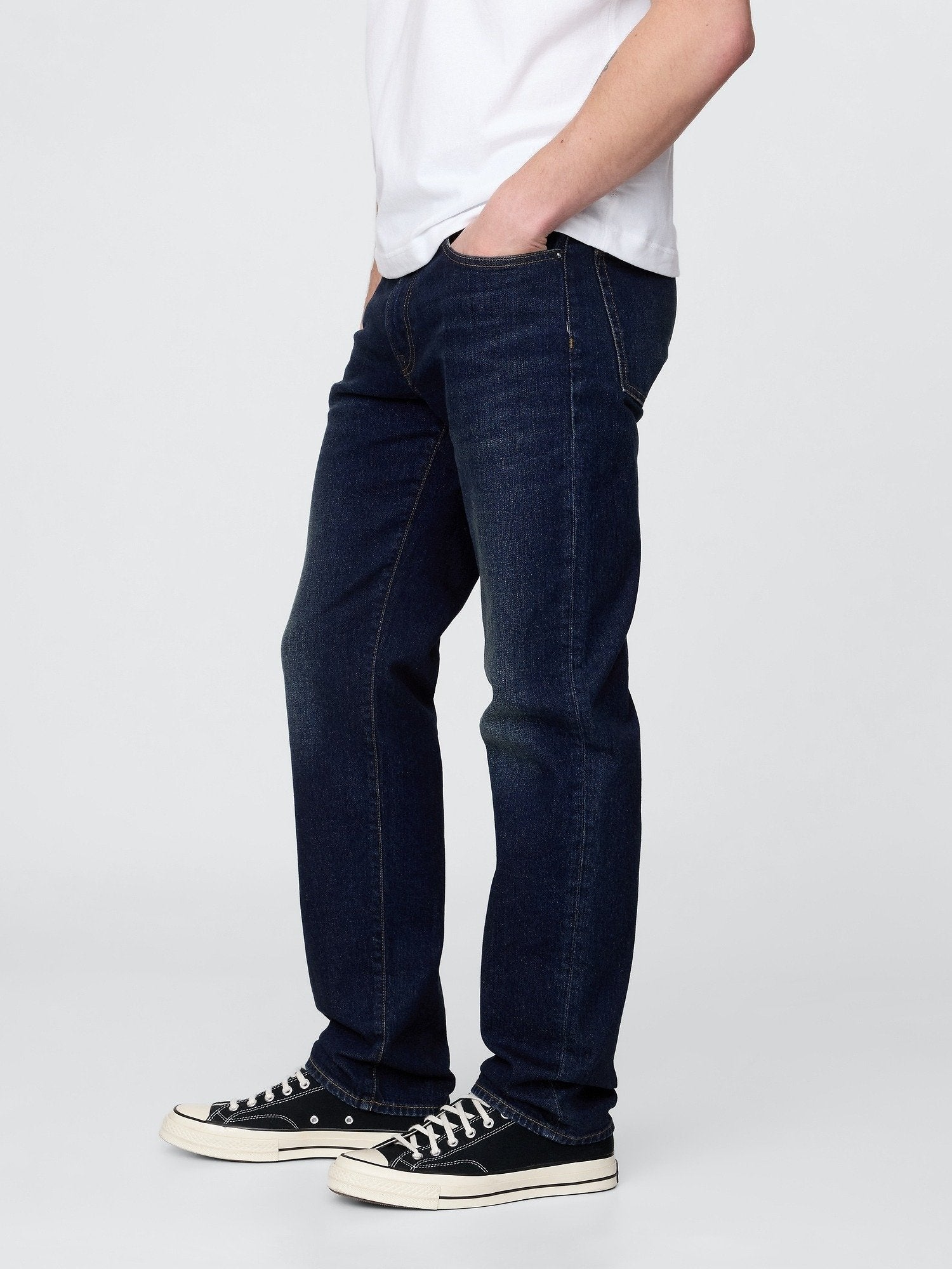 STRAIGHT WORN DARK - Straight leg jeans - worn dark