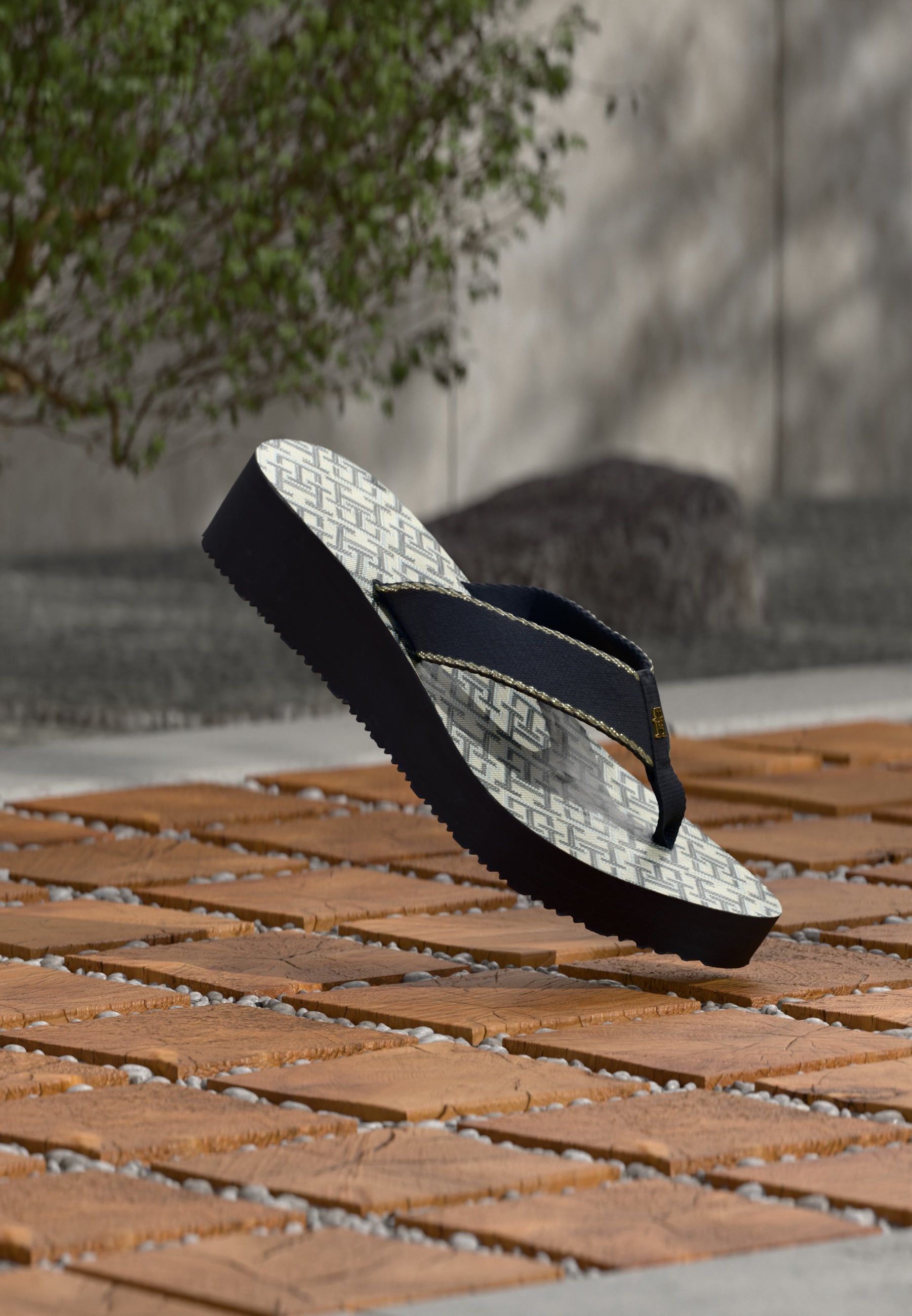 MONOGRAM MID WEDGE - T-bar sandals - space blue