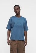 LOGO CROP CREW - Print T-shirt - blue