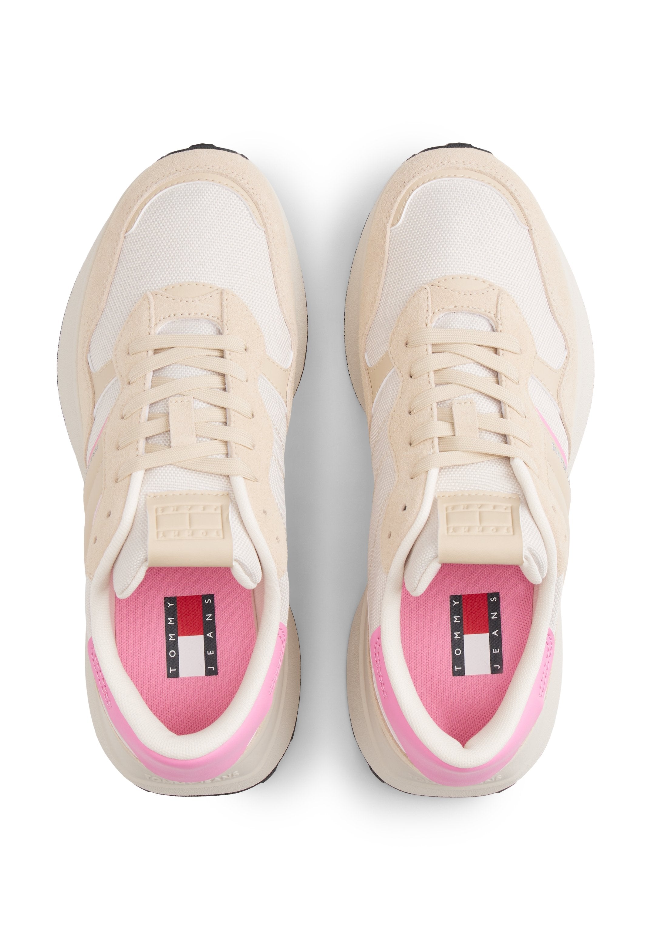 SUEDE CLEAT MIXED TEXTURE TRAINERS - Trainers - white clay/blush