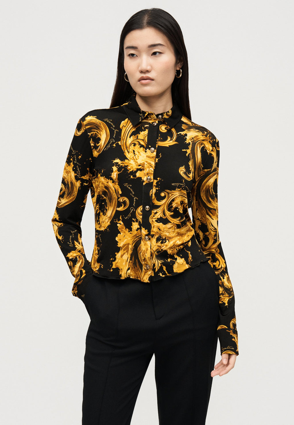 Button-down blouse - black/gold-coloured