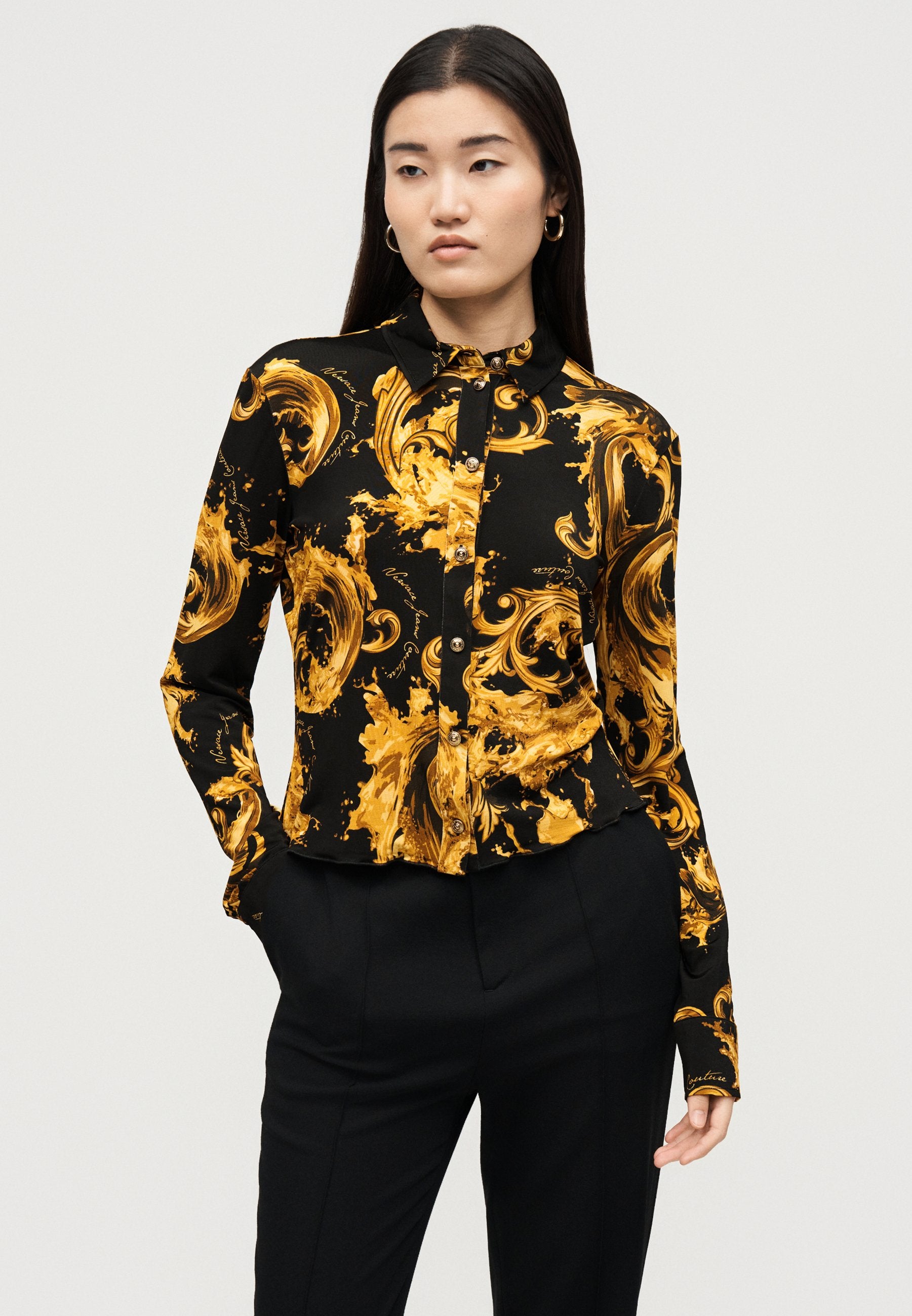 Button-down blouse - black/gold-coloured