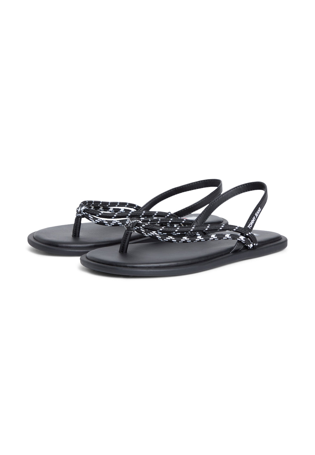 CLAQUETTES AVEC BRIDES EN CORDE ET ARRIÈRE OUVERT - Tongs entre-doigts - noir