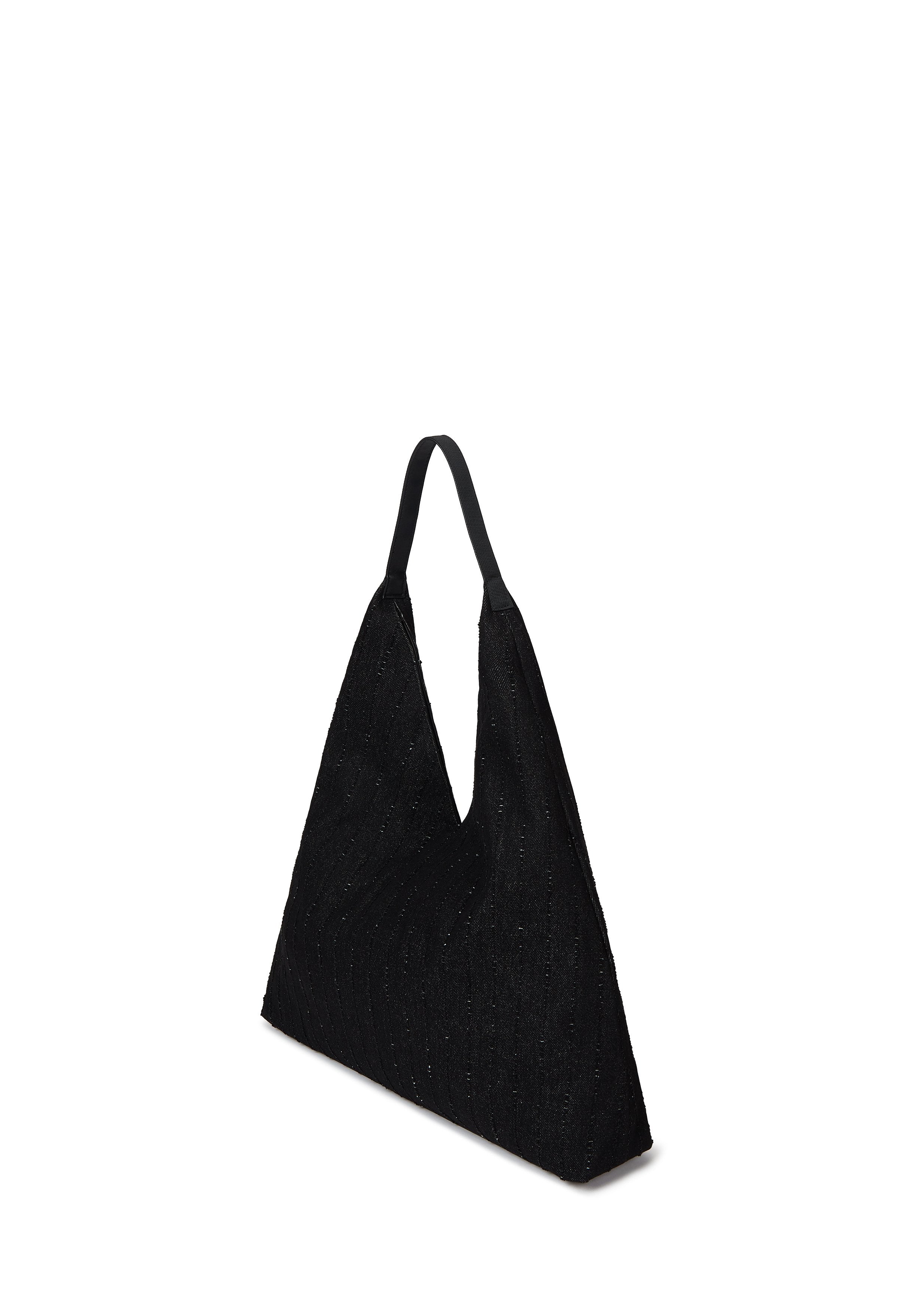 PINSTRIPE TRAPEZE - Handbag - striped black denim