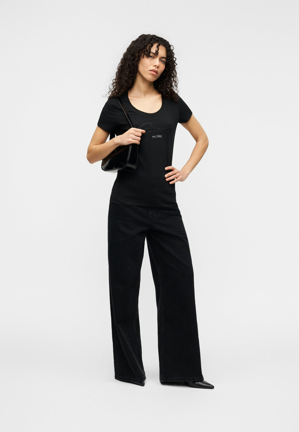 SCRIPT TEE - Print T-shirt - jet black