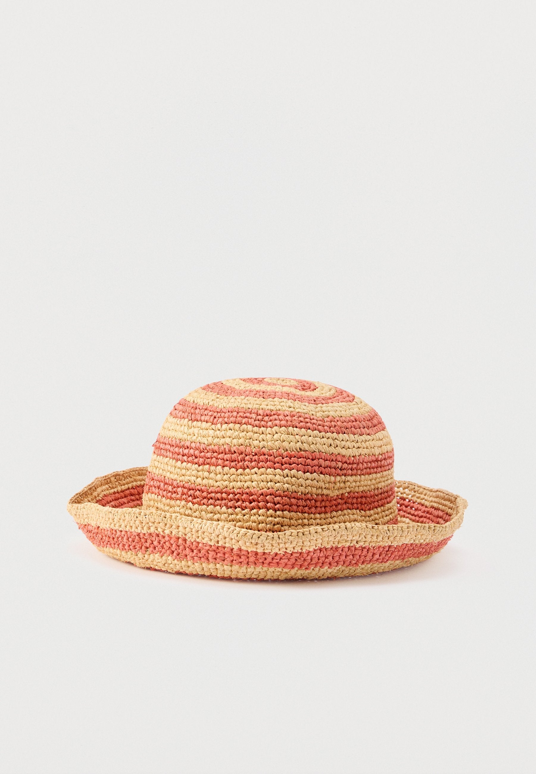 STRIPE RAFFIA BUCKET HAT - Hat - rose petal