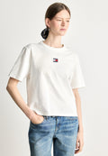 TOMMY BADGE BOXY CREW NECK T-SHIRT - Basic T-shirt - ecru
