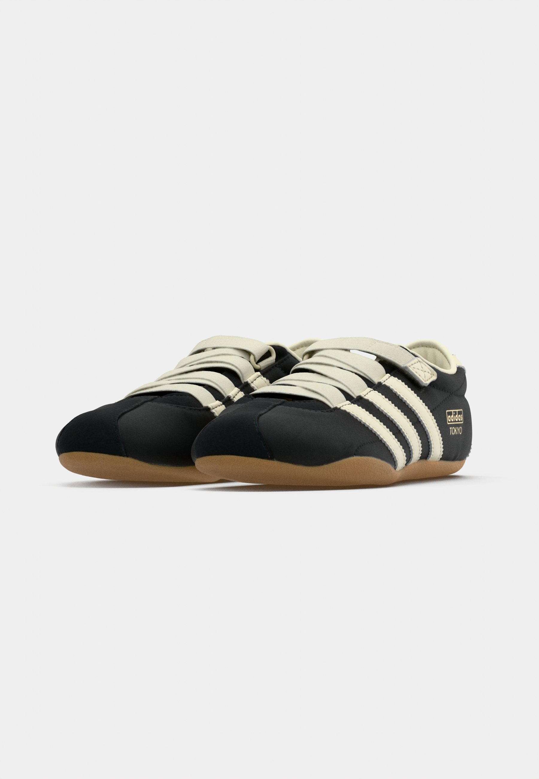 TOKYO MARY JANE BALLERINA - Baskets basses - core black/cream white/gold-coloured metallic