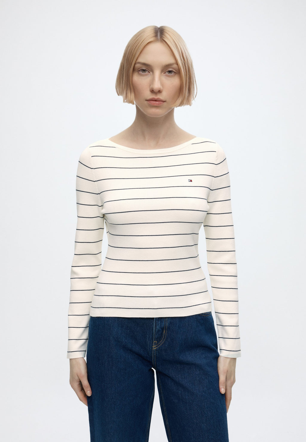 FULL NEEDLE BOAT - Jumper - ivory petal/dark navy