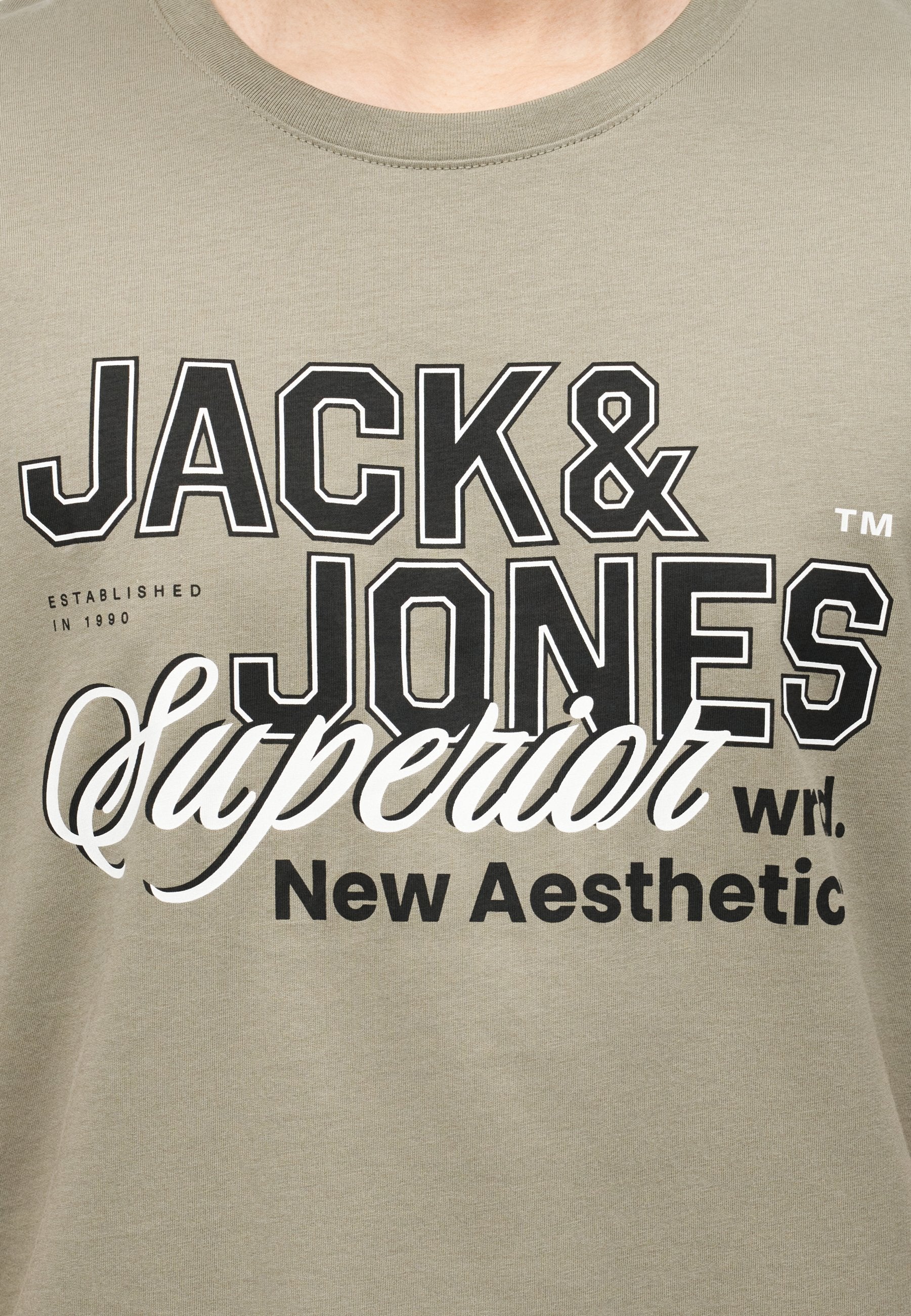JJELOGO TEE O NECK 5 PACK - Print T-shirt - vetiver/blue mirage/mineral blue/atlantic deep/navy blazer