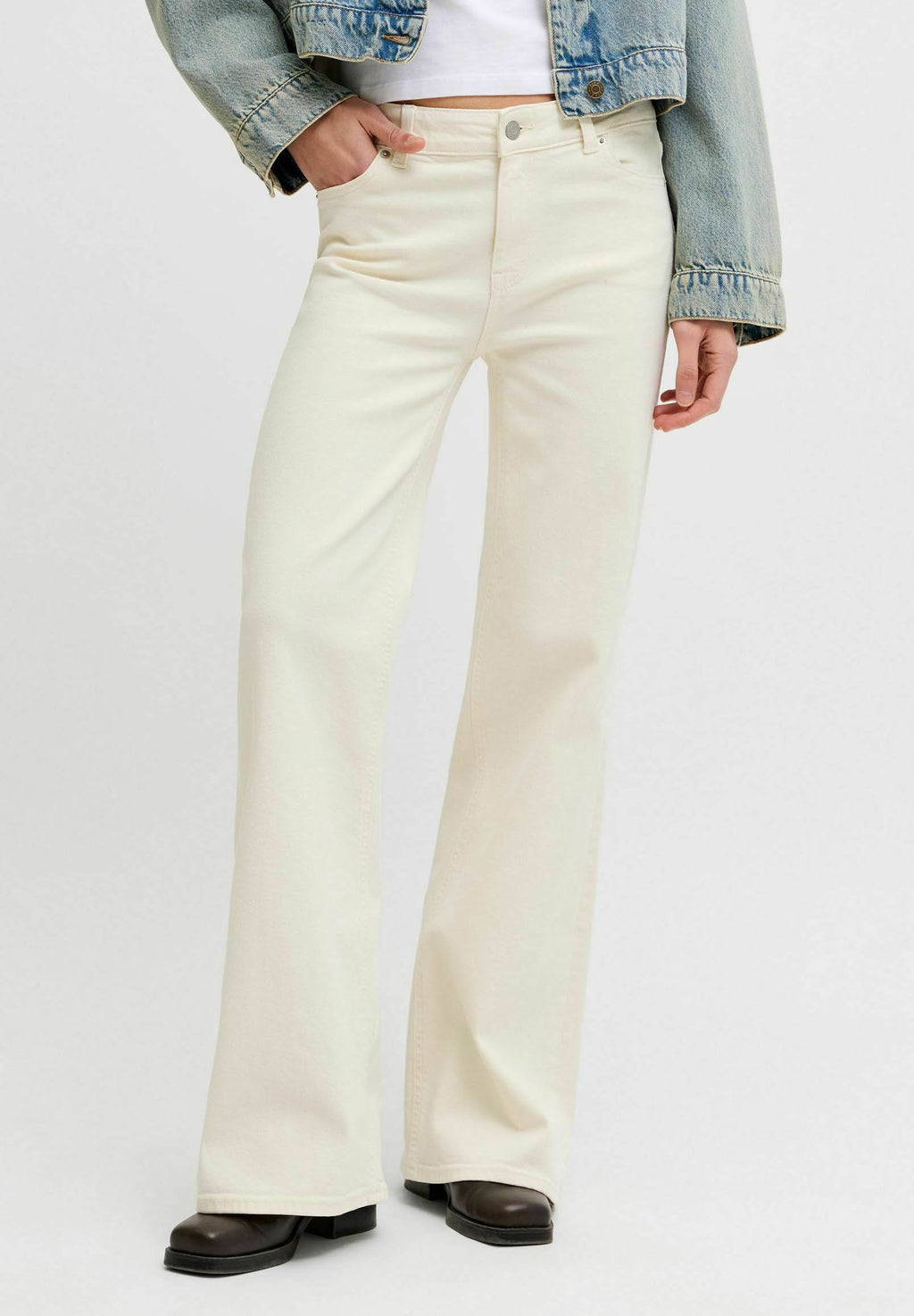 Flared fit JXROME MW C171 DNM NOOS - Flared Jeans - white denim