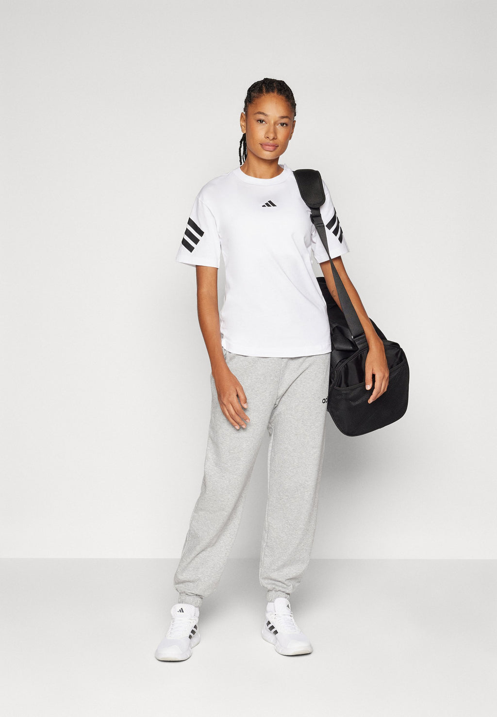 ESSENTIALS LINEAR FRENCH TERRY CUFFED - Tracksuit bottoms - medium grey heather/black