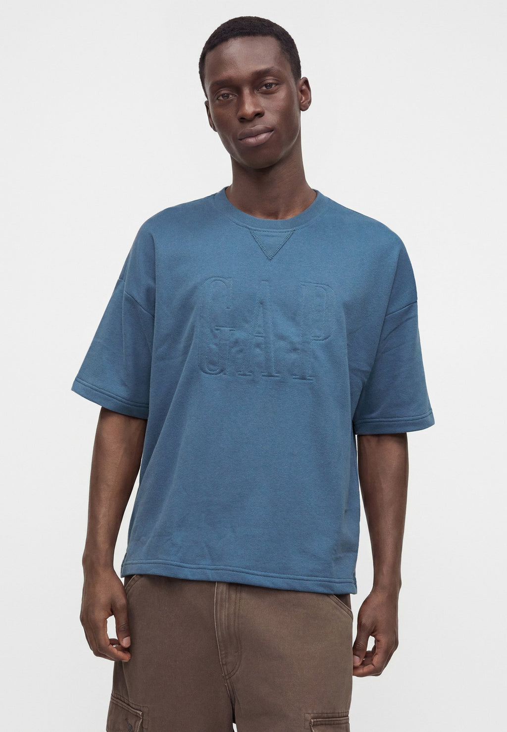 LOGO CROP CREW - Print T-shirt - blue