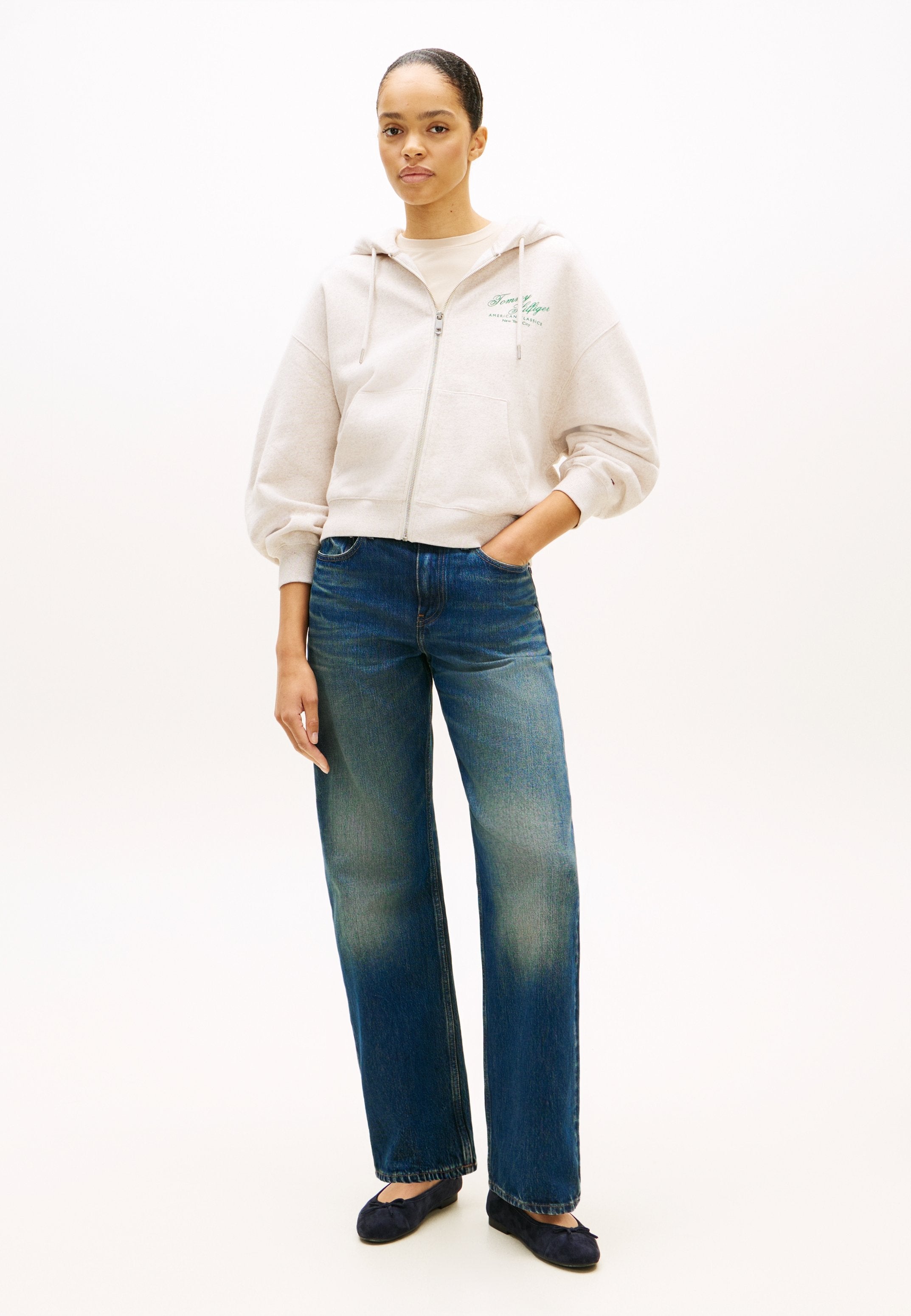 TERRY RELAXED ZIP-THRU HOODY - Hoodie - heather oatmilk