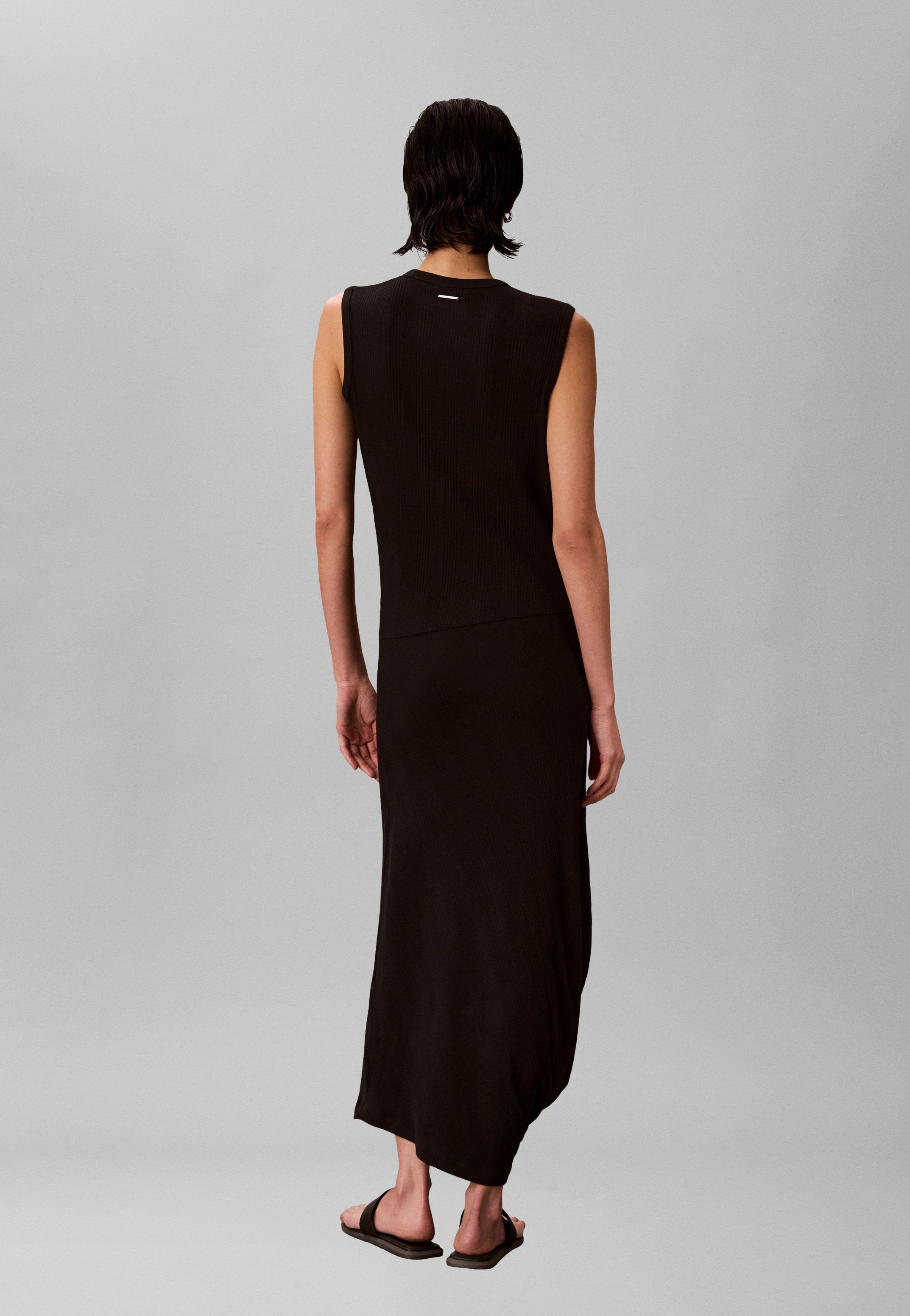 VARIGATED ASYM DRAPED MID - Day dress - black
