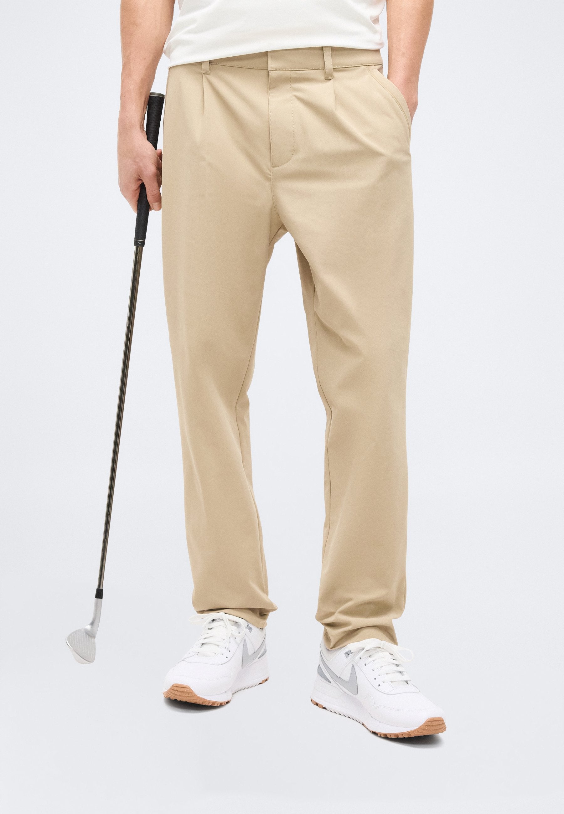 PAR SLIM - Trousers - limestone/black