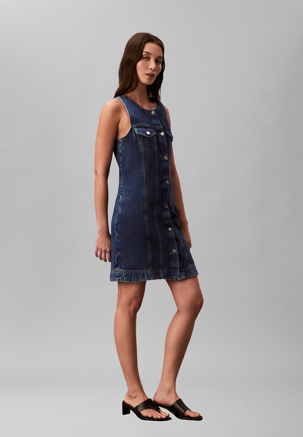 WHS SLVLS MINI TRUCKER MAD - Denim dress - madden blue