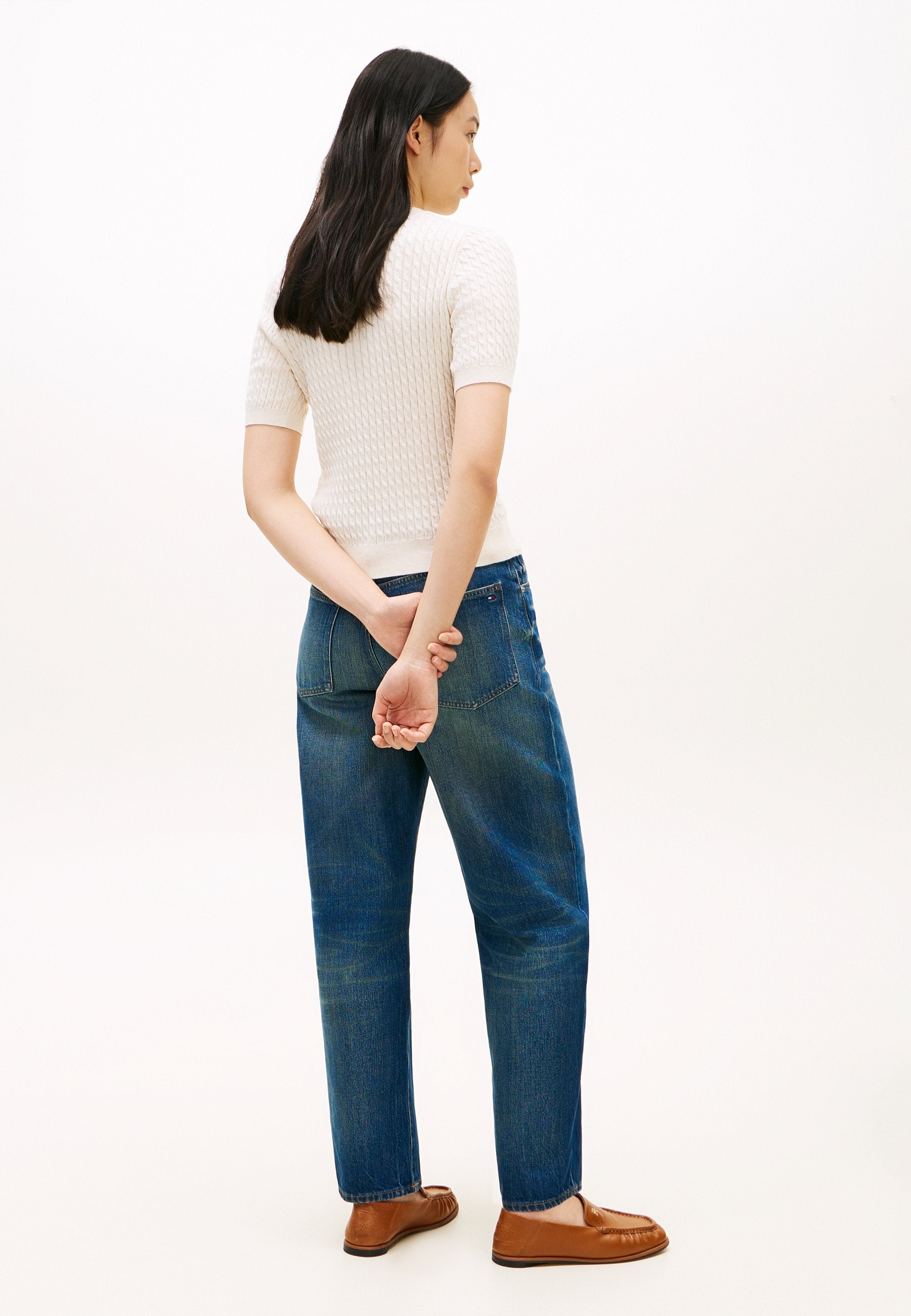 CABLE FINE - Basic T-shirt - heather ivory petal