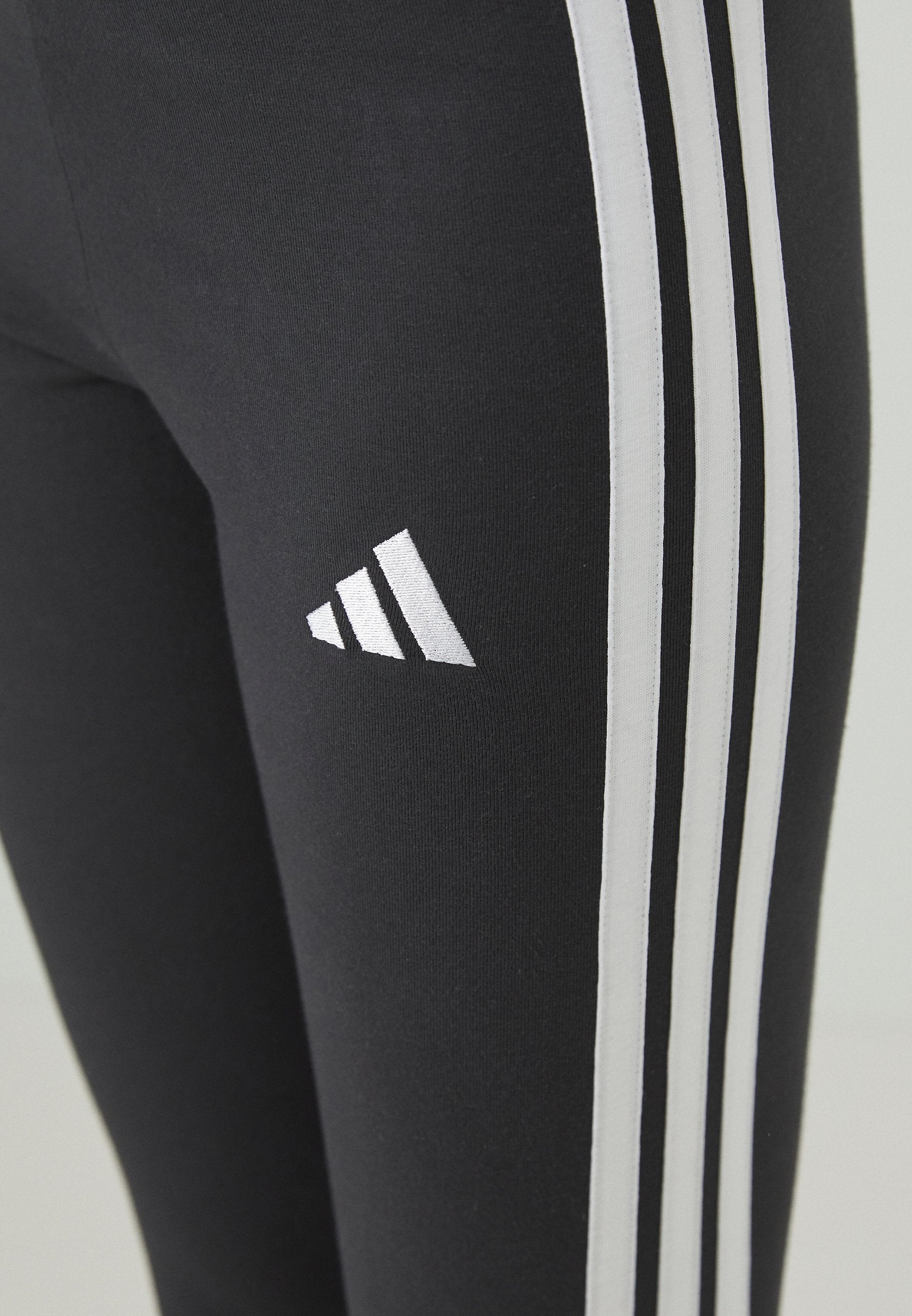 ESSENTIALS 3 STRIPES - Leggings - black/white