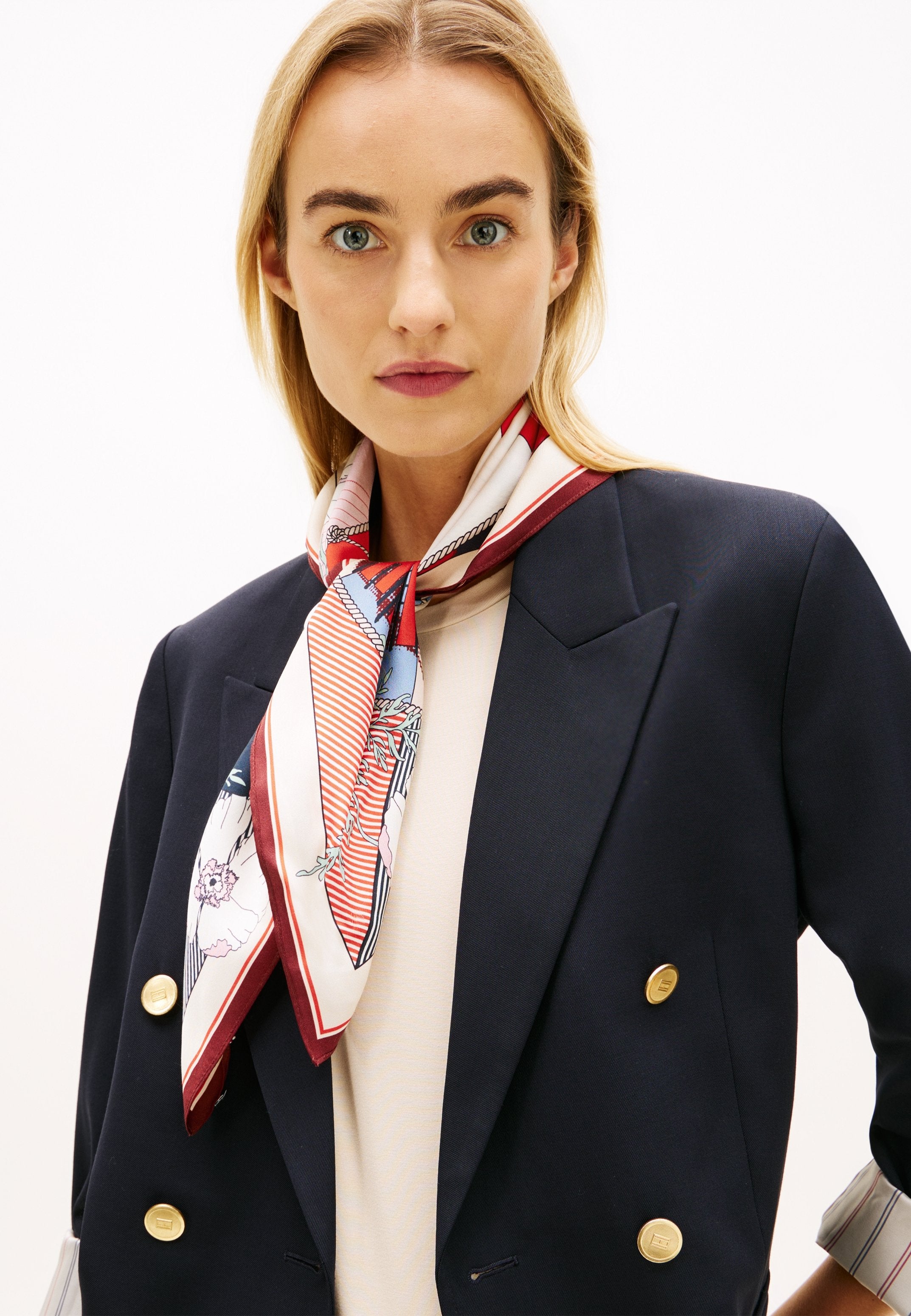 HILFIGER FLAG PURE SILK FLORAL SQUARE SCARF - وشاح - متعدد الألوان