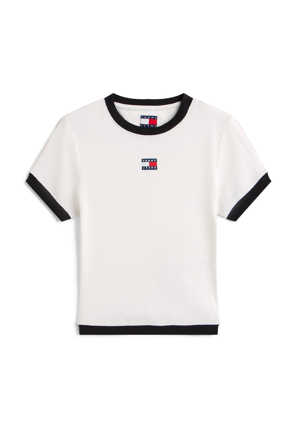 TOMMY BADGE RIBBED SLIM T-SHIRT - Print T-shirt - ecru