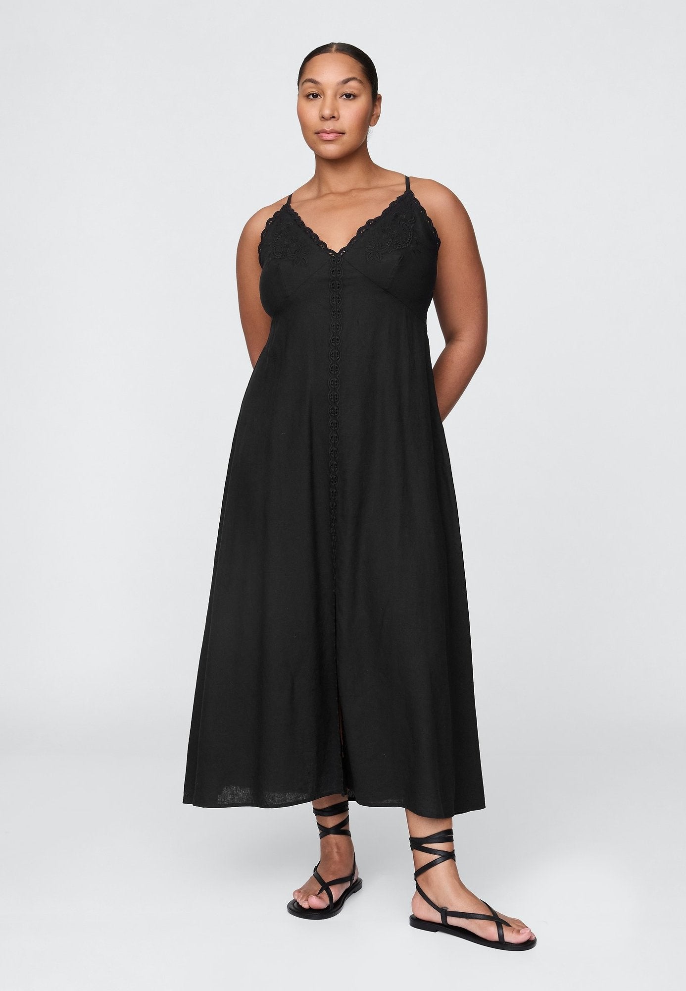 HALTER EMBRO MAXI - Day dress - true black