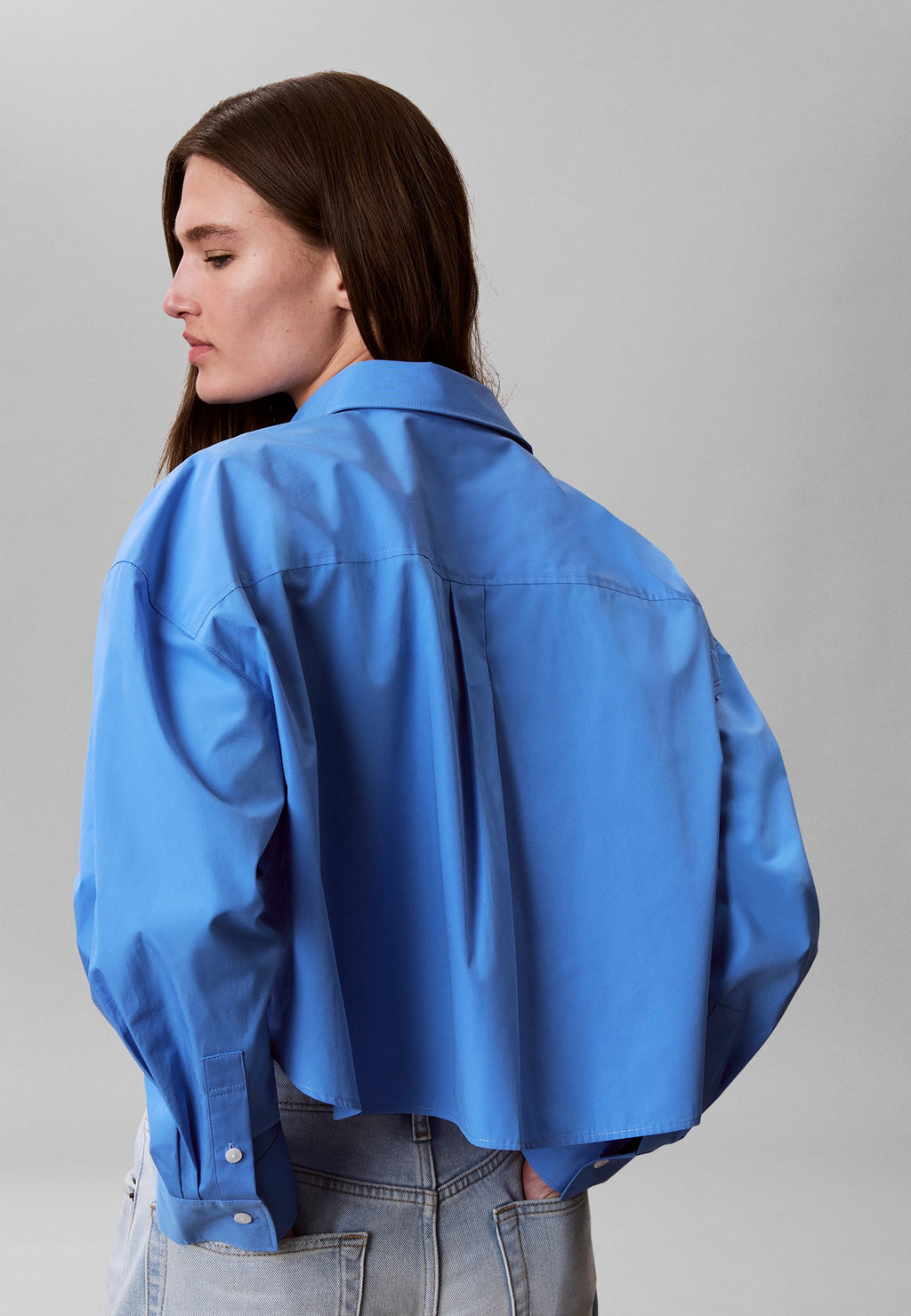 CROPPED - Button-down blouse - marina
