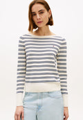 GOLD-TONE BUTTON JERSEY BOAT NECK JUMPER - Jumper - calico/dark navy blue